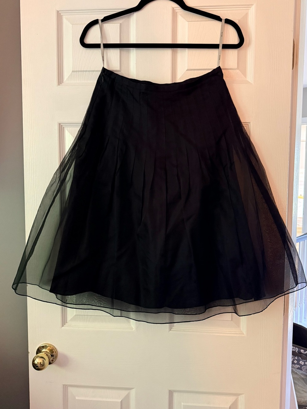 Classic Y2K Black A-Line Dusk Boutique 100% Silk Tulle Skirt